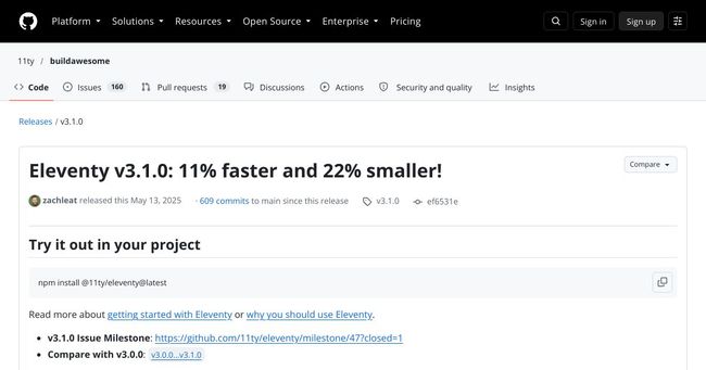 Eleventy v3.1.0 is now available — 11% faster and 22% smaller!